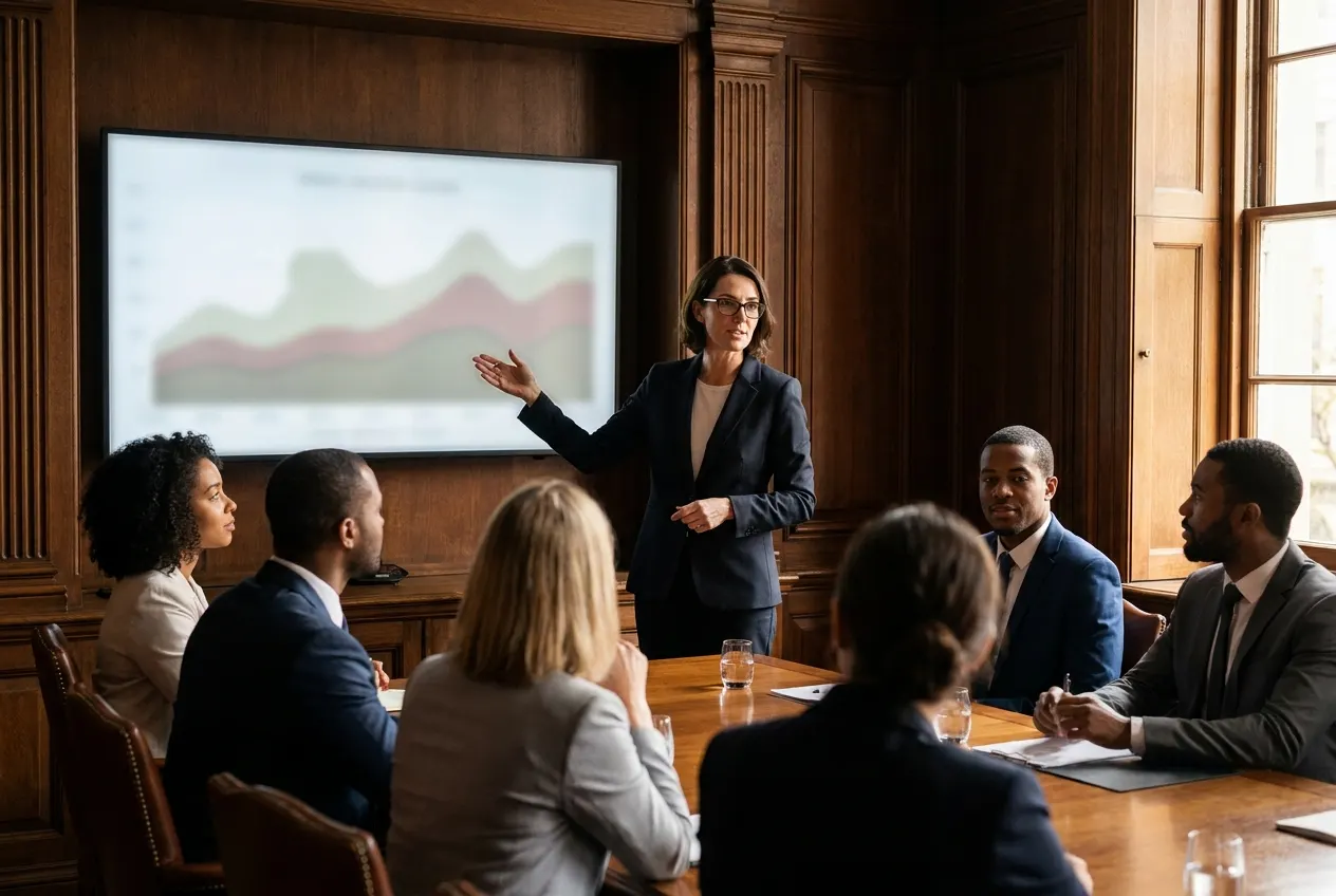 Security executive presenting to a board of directors